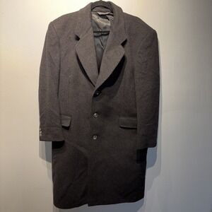 di‎ Silver ITALY Men's Long Wool Cashmere Coat Topcoat Dark Grey/Charcoal Sz40S